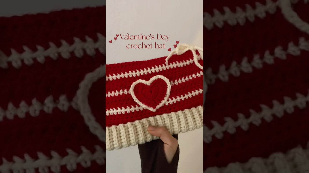 valentine’s day crochet cat beanie!! 