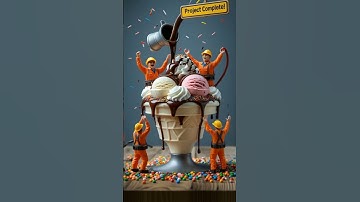 Mini Workers Finish the Sweetest Project#MiniWorkers #IceCreamBuild #shorts#minimaxai#hailuoai