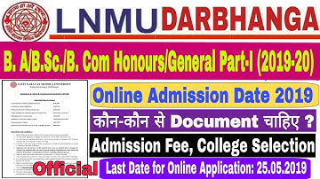 LNMU Degree Admission 2019-22 || B. A/B.Sc./B. Com Honours Part-I (2019-20) || Last Date:-25/05/2019
