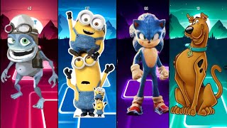 Celebrity Crazy Frog vs Sonic vs Minions vs Scooby-Doo | Tiles Hop Battle 🎵🔥 Wealth