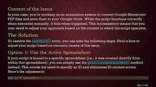 Resolving the An unexpected error occurred from openById Issue in Google Apps Script