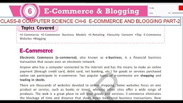 CLASS 8 COMPUTER SCIENCE E-COMMERCE AND BLOGGING PART 2