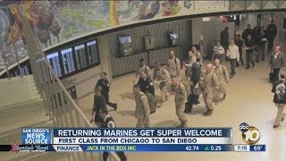 Marines surprised by warm welcome, firstclass airline seats during stopover in Chicago