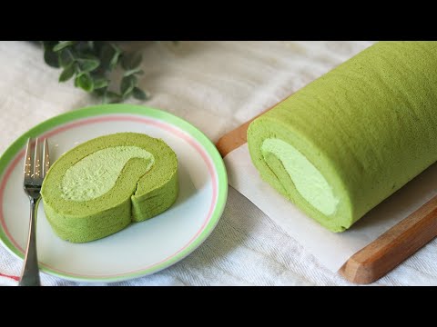 抹茶蛋糕卷 如何做出完美不开裂的毛巾卷 Matcha Green Tea Swiss Cake Roll