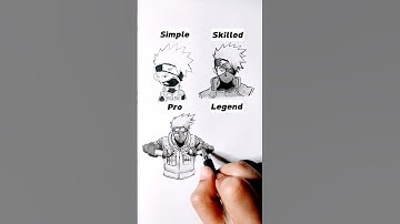 How to Draw Kakashi in different levels 😳 #shorts #anime #drawing