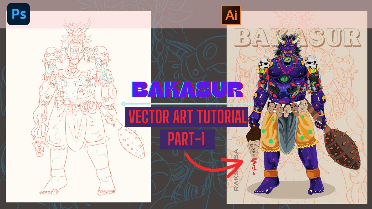 Bakasura Vector Art Part- 1|| Vector Art Tutorial|| Cyberpunk|| Speed Art|| Sarviverse