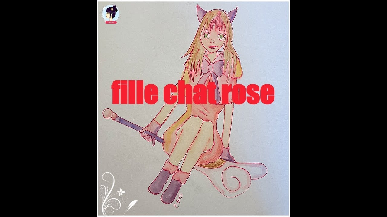 Fille Chat Rose Aquarelle Youtube
