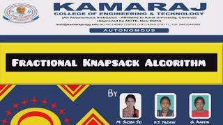 Fractional Knapsack Algorithm (Tamil)
