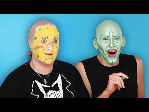 doing horrible Spongebob makeup with Trixie Mattel