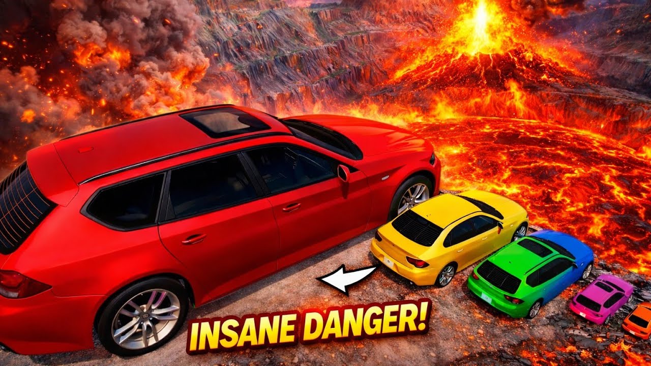 🤯Big and small Cars vs Giant water and Lava  Pit - BeamNG.drive #automobile #beamngdrive