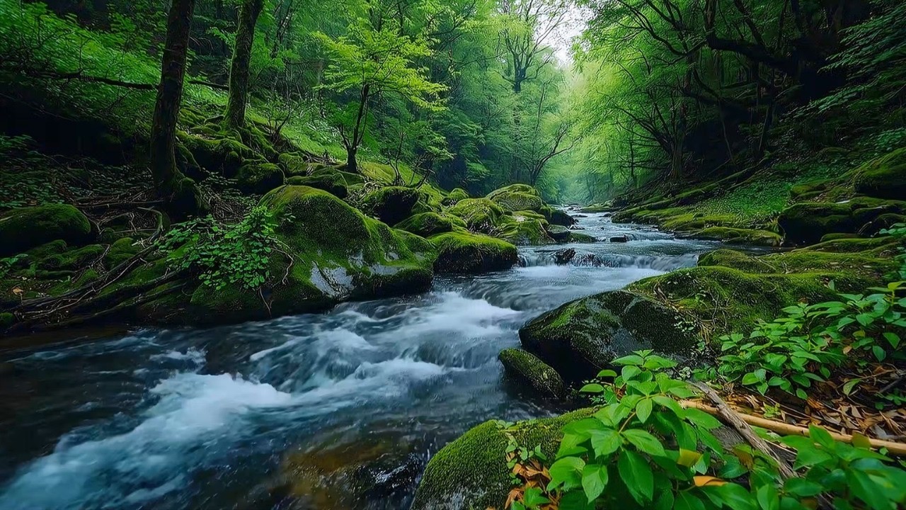 Peaceful Forest River for Deep Sleep 🌙 Relaxing Stream & Birds Sounds for Stress Relief and Healing