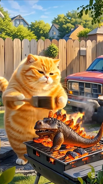 Roasted Dinosaur. Panda save the day today 😋 #catstory #aicat #cuteanimal