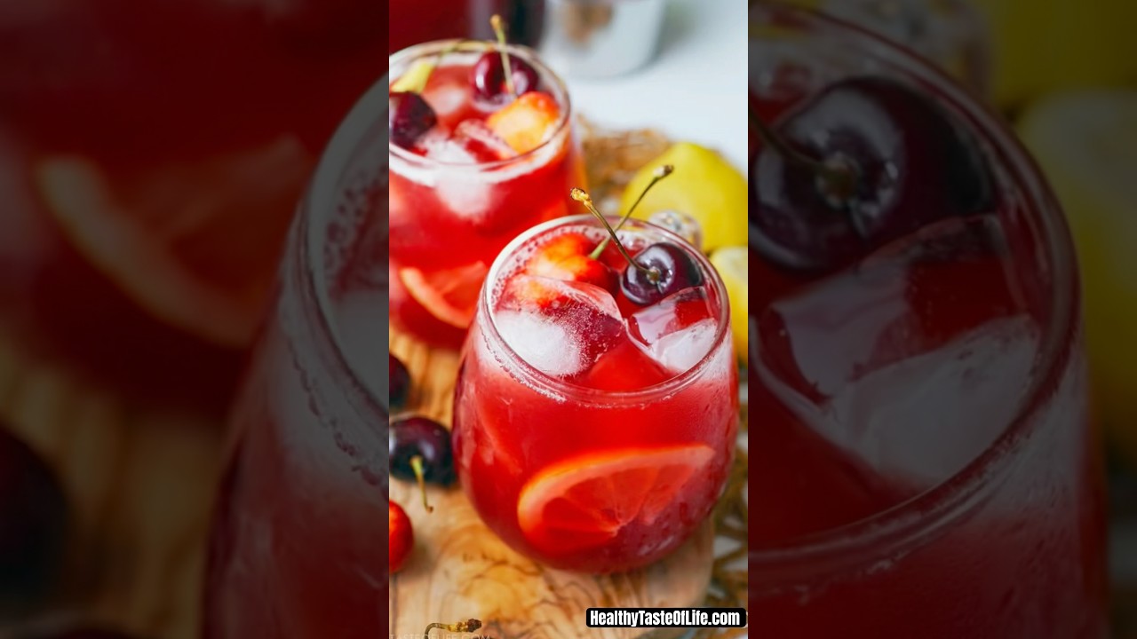 Homemade cherry lemonade recipe #healthydrinks #summerdrink #cherry #lemonade
