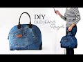 How to Make A Round Denim Bag with Zipper | Bag Tutorial | Old Jeans Idea