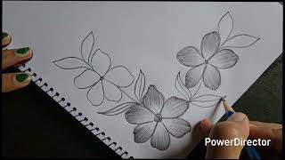 Easy Flowers Drawing For Project Work || Border Design For School Project || Pencil Shading #design