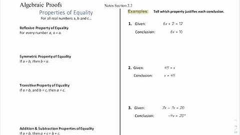 Geometry Notes 2.2 Algebraic Proofs (part 1)