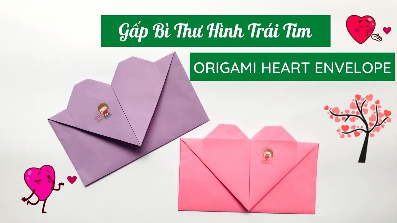 How To Make Origami Heart Envelope? Gấp Phong Bì Trái Tim Đơn Giản L  Origami Paper Heart Envelope - Youtube