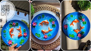 DIY Lotus pond with koi fish/Wall decor ideas/super Clay craft ideas/mould it clay screenshot 5