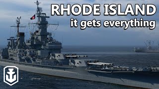 New Tier 10 Battleship With Secondaries, Radar, Speedboost & More - Rhode Island First Impressions