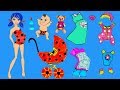 Paper dolls family dress up Ladybug & Cat Noir mother & daughter costumes dresses papercrafts.