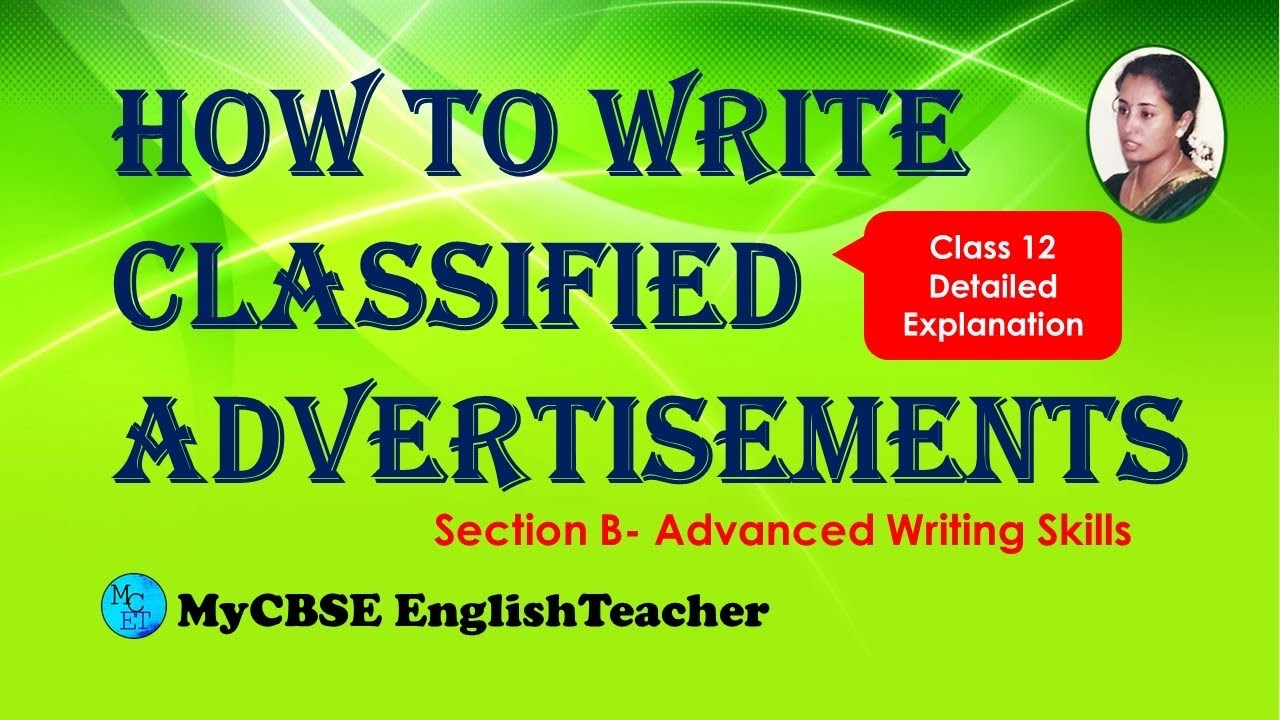 Classified Advertisement Samples - CBSE Class XI, Class XII English Core
