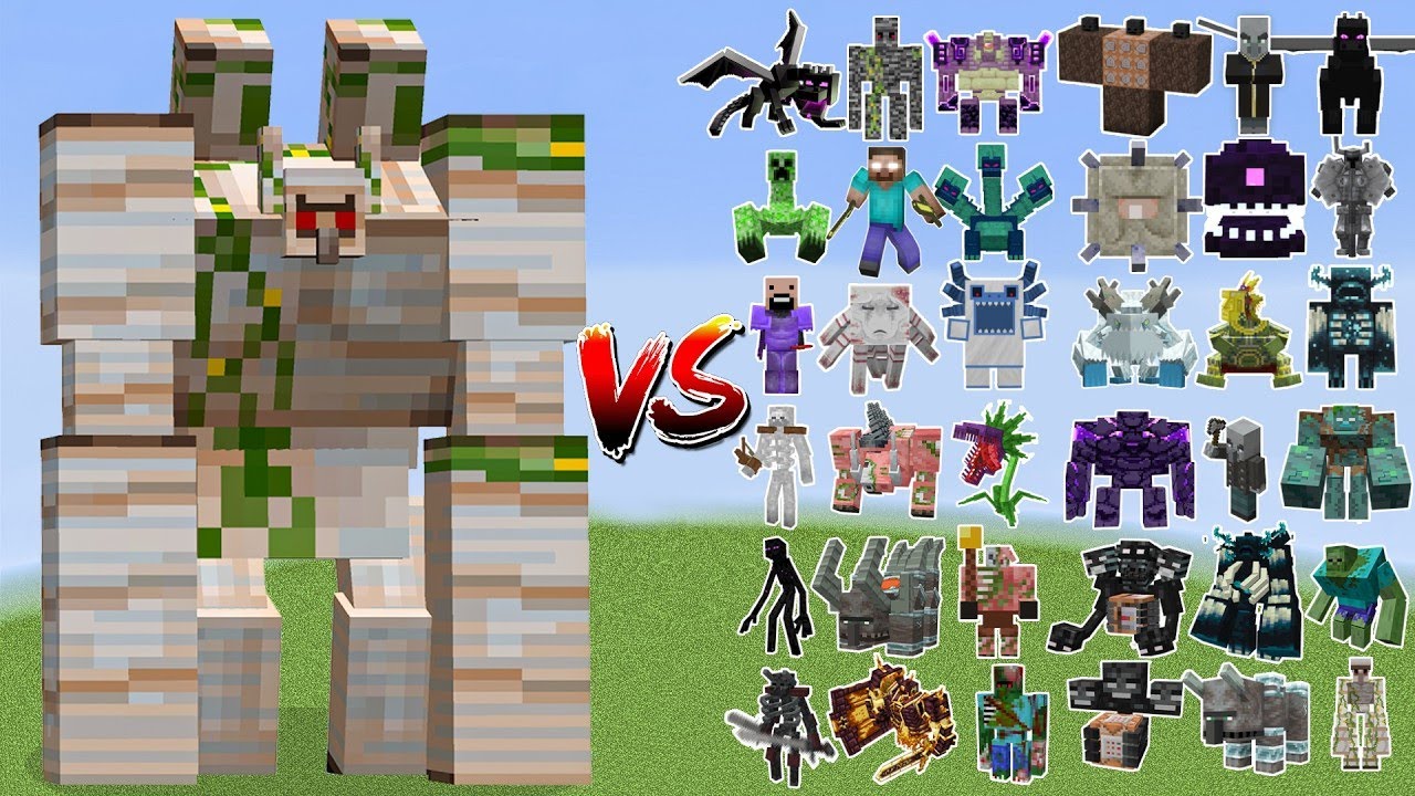 TITAN IRON GOLEM vs All Minecraft Bosses - Minecraft Mob Battle - YouTube