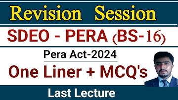 Revision session Sub divisional enforcement officer (SDEO) test syllabus | Lecture 03| PERA act