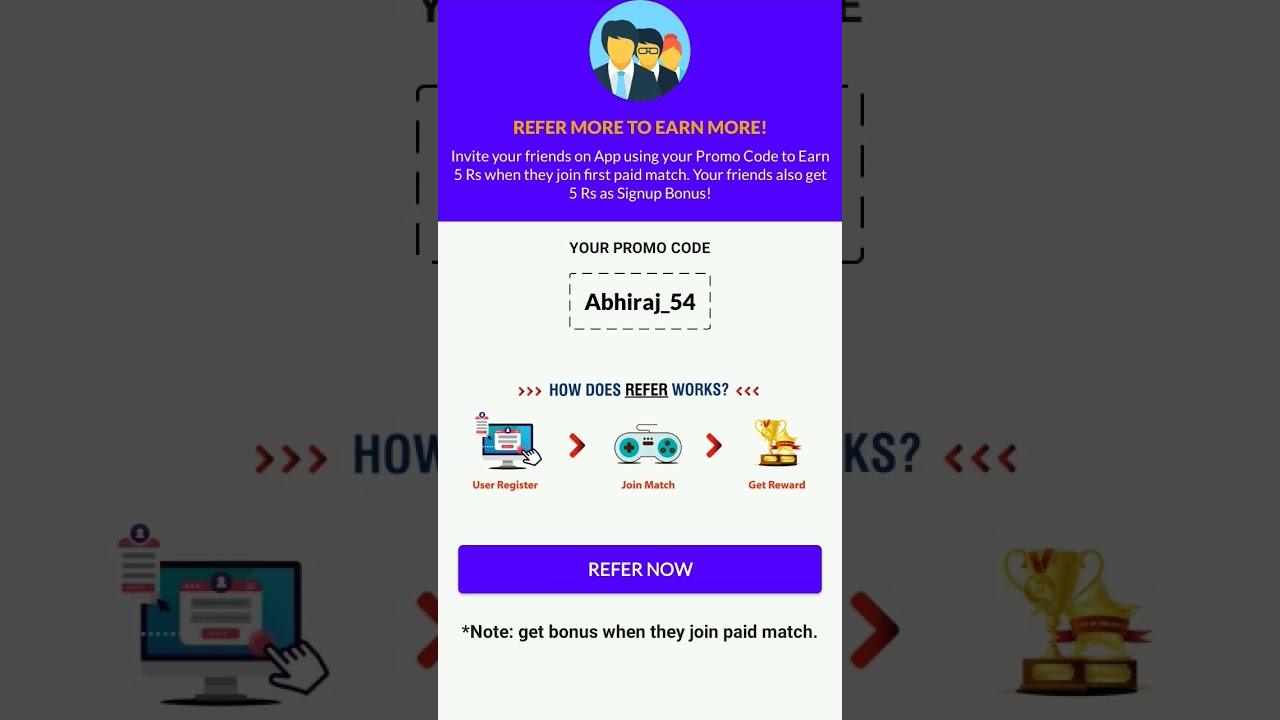 Use this promo code to get 5 rupees in clash battle app 