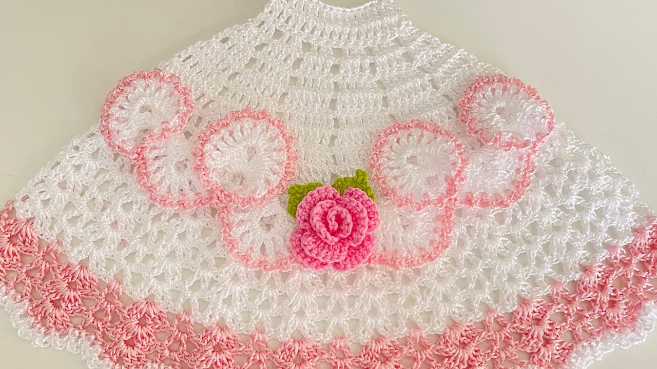 Saia de crochê para boneca pintanda em pano de prato rápida e fácil