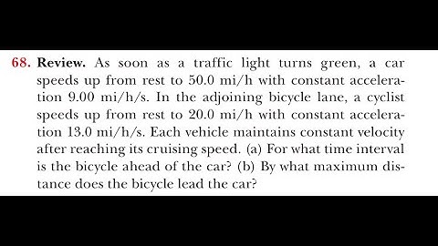 As soon as a traffic light turns green, a car speeds up from rest to 50.0 with constant acceleration