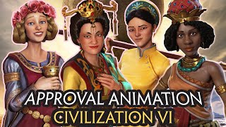 ALL LEADERS APPROVAL DIALOGUE QUOTE & ANIMATION COMPILATION (67)  CIV VI (ORDER BY LEADER NAME)
