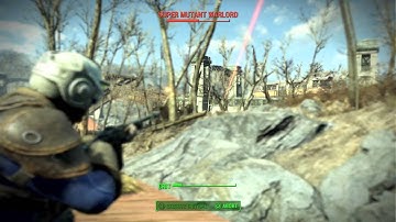 4 Heavy Laser Turrets Burn a Super Mutant Warlord Fallout 4