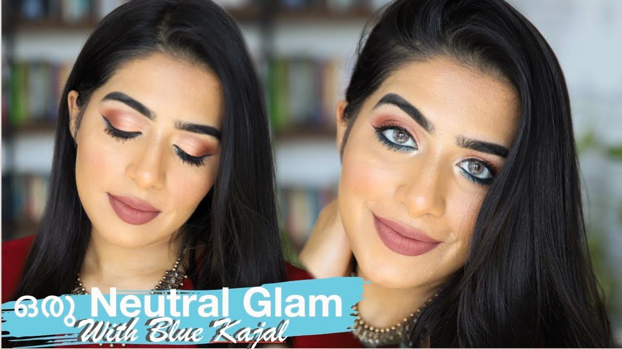 Malayalam Makeup Tutorial Neutral glam with Blue Kajal Jaisa YouTube