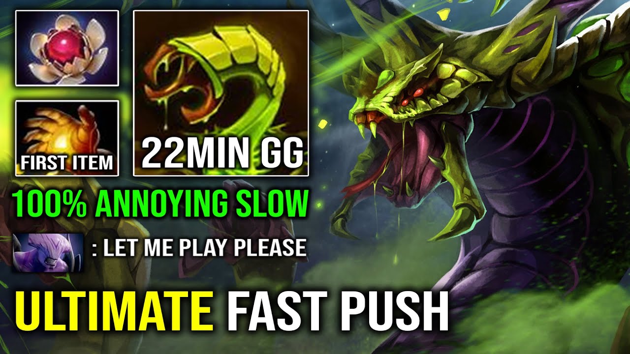 How to Fast Push Venomancer in 7.32c with 22Min GG Annoying Poison Slow DPS 1st Item Midas Dota 2