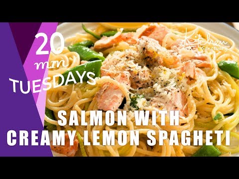 Pan Fried Salmon with Creamy Lemon Spaghetti