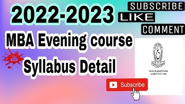 MBA Evening course Syllabus Detail 2022-2023