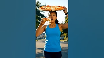 Eating Huge Pizza While Running #shorts #ytshorts #ai #funny #satisfying #food #pizza #workout