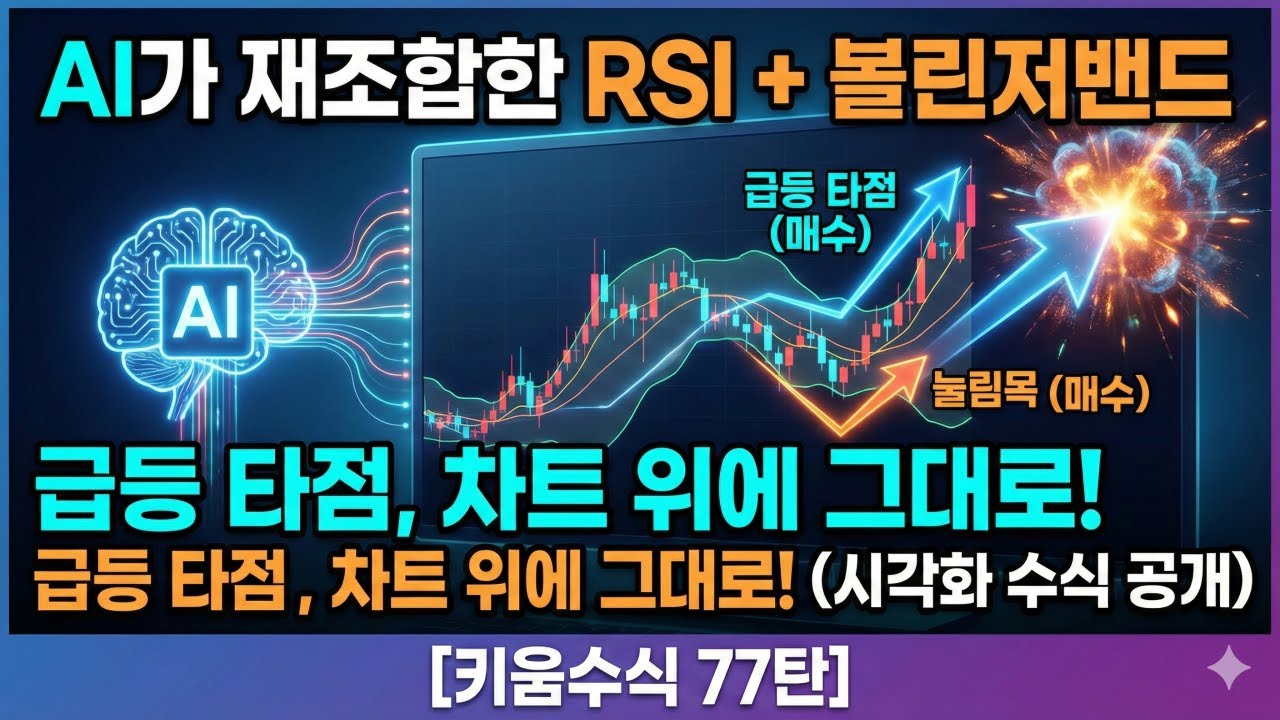 ⁣[키움증권수식만들기 77탄] AI가 RSI와 볼린저밴드를 재조합하더니… 급등 타점이 차트 위에 그대로 보였다 (시각화 수식 공개)