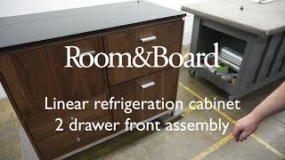 Linear Storage Cabinets with Refrigerator - Wooden 2 drawer style