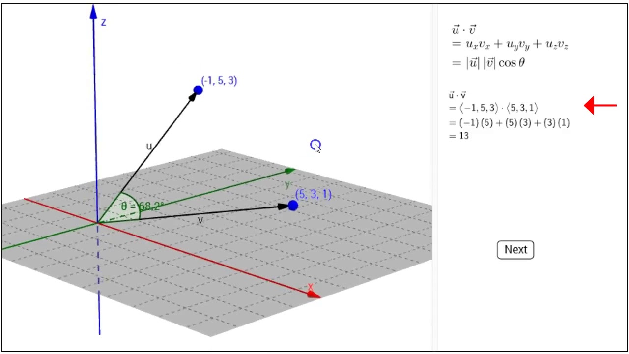 Visualizing the Dot Product: Angle Between Two Vectors - YouTube