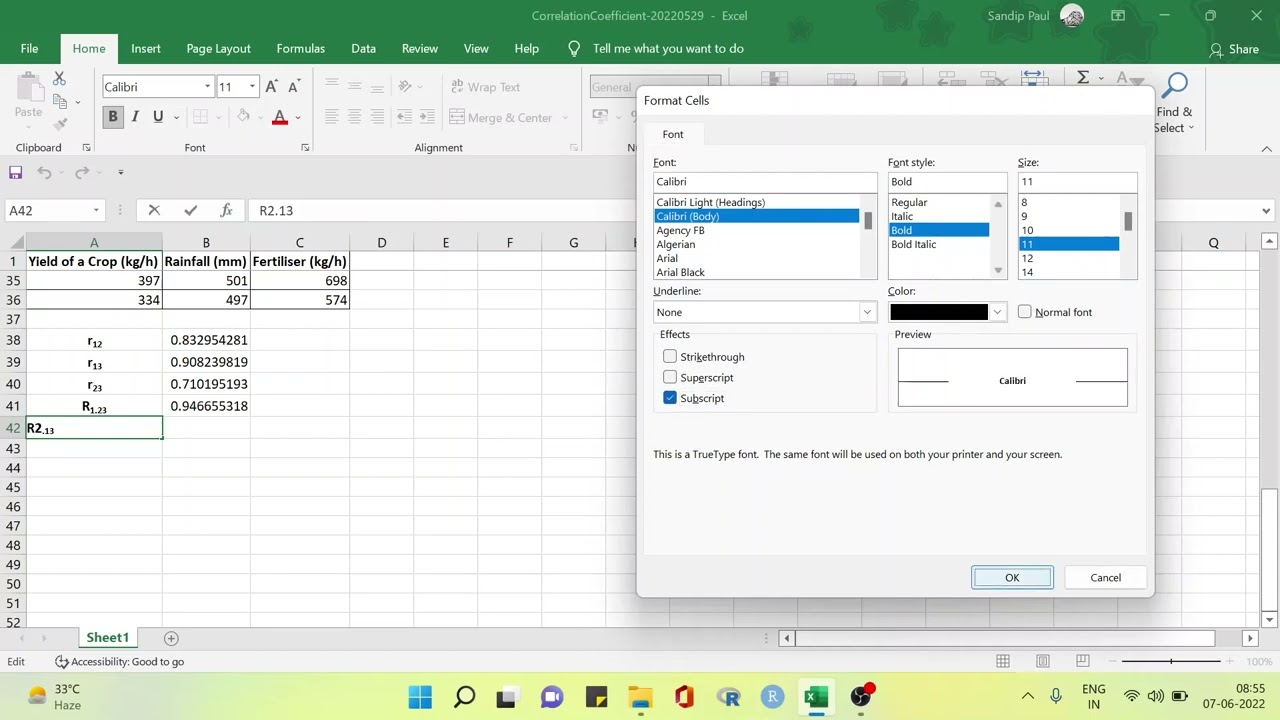 How to find Multiple Correlation Coefficient using Excel?