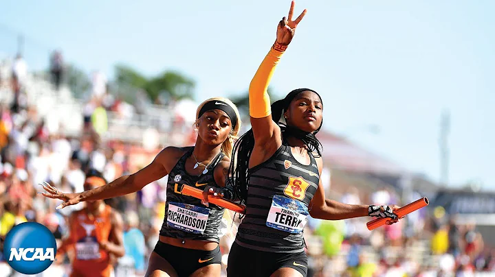 Blazing fast women's 4x100m relay at 2019 NCAA Out...