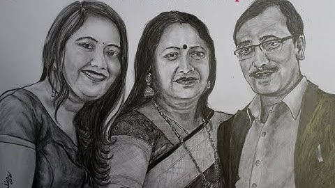 Draw happy family picture | Pencil realistic Sketch step by step with blending techniques |Timelapse