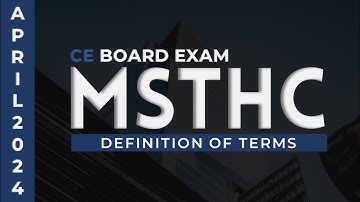 CE Past Board Exam Problems: April 2024 (MSTHC) | Definition of Terms