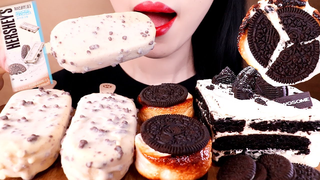 ASMR MAGNUM WHITE CHOCOLATE&COOKIES, ROASTED MARSHMALLOW, CAKE eating sounds MUKBANG매그넘,마시멜로,케이크 먹방