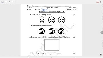 Class 4 Art and Craft Question Paper SA 1(4/10/21)