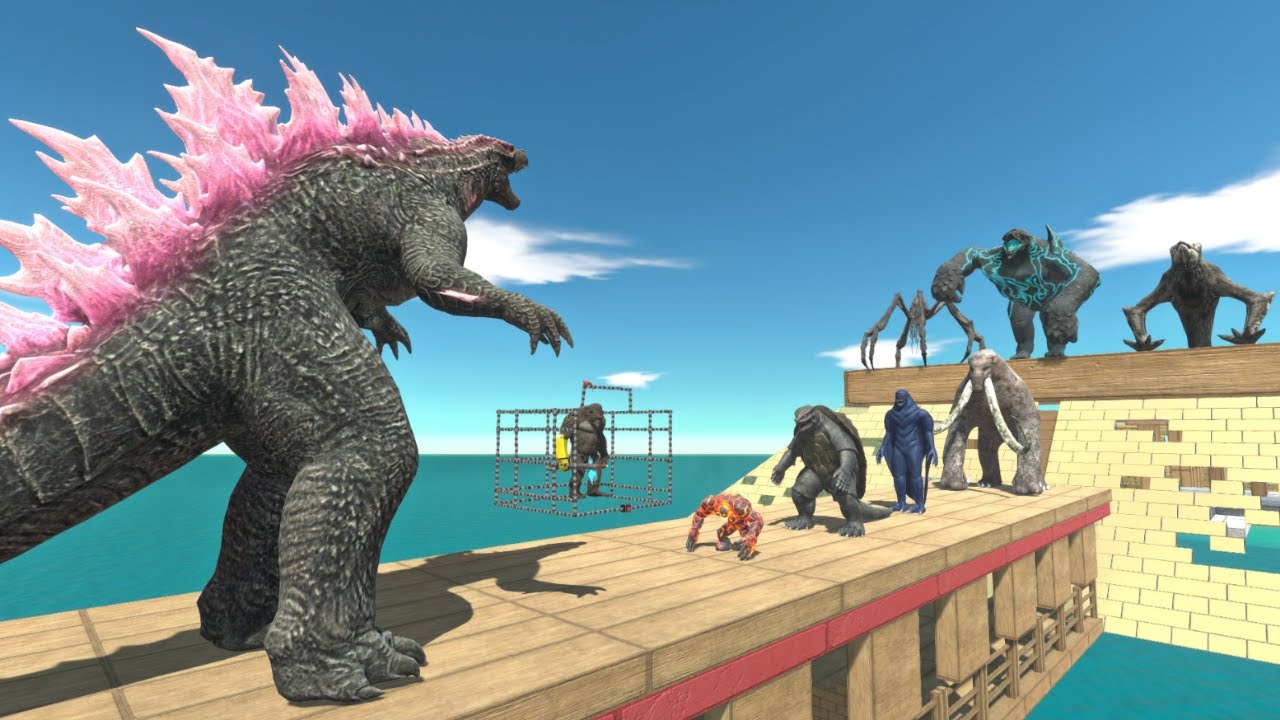 Death Run! Evolved Godzilla rescue Kong from Team MonsterVerse x Leatherback + Scylla