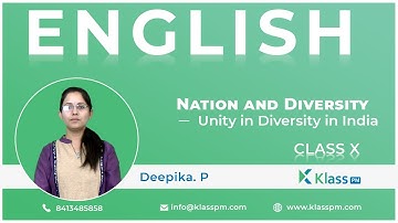 Unity in Diversity in India _Nation and Diversity |Part - 3|10th class | English | Klasspm. com