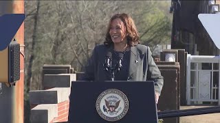 Vice President Kamala Harris speaks during Selma's Bridge Crossing commemorations