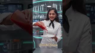 robotic kitchen, robot lady chef, AI cooking, futuristic kitchen##shtort